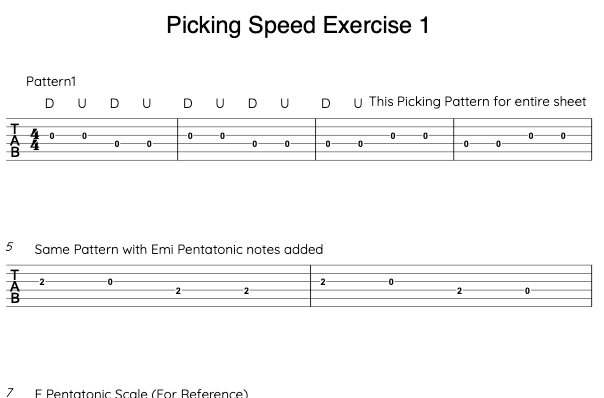 Beginner Guitar Pick Speed Building exercise