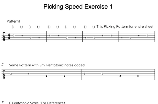 Beginner Guitar Pick Speed Building exercise